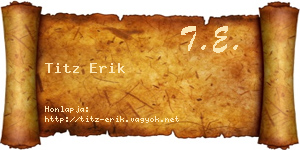 Titz Erik névjegykártya